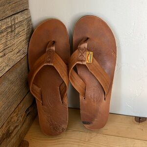 Genuine Rainbow USA Brand Women’s flip flops leather brown size 8